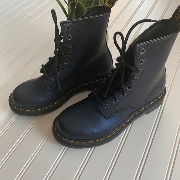 NEW DR. MARTENS Blue Metallic 1460 Combat Boots - Picture 2 of 7